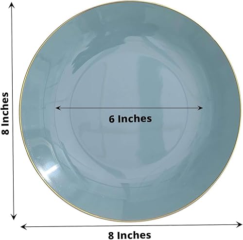 Miniatura 132 de Efavormart - Paquete de 10 platos redondos de plástico martillado transparente de 9 pulgadas para aperitivos de postres con borde dorado, plato