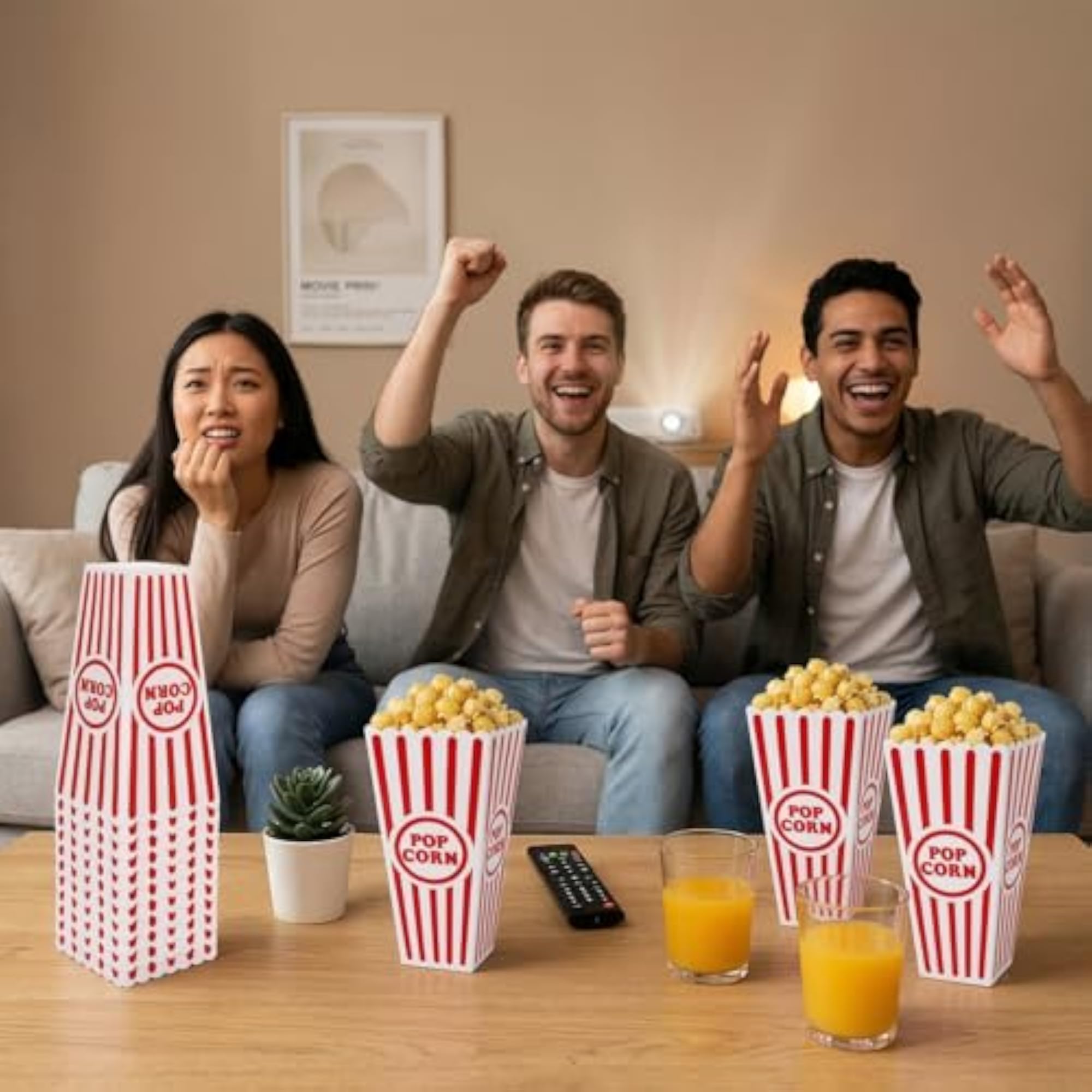 20 Pack Plastic Open-Top Popcorn Boxes