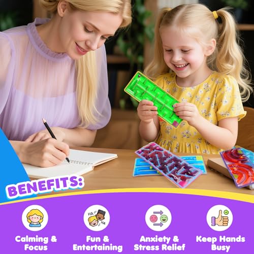 12-Pack Sensory Maze Fidget Toys for Kids & Adults: Quiet Squishy Calming Tools for Autism Children - Anxiety Fidgets for Travel & Office - Classroom Must Haves & Treasure Rewards Party Favors - Image 5