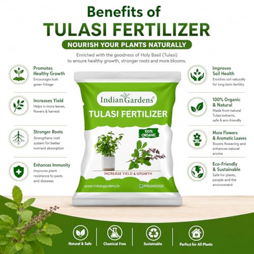 Image of Indian Gardens - Tulasi Organic Fertilizer (5 Kg) | Holy Basil | Growth Fertilizer | Organic Plant Food | Tulasi Leaf Health