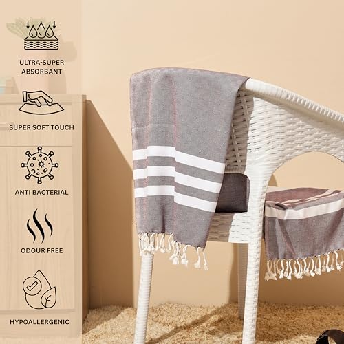 Image of Bamboo Cotton Bath Towels | Ultra Soft Quick Dry Towels for Men & Women | Large Size 75x150 cm | Lightweight Towel Set (Pack of 2, Yellow & Maroon)