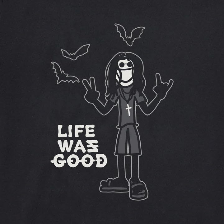 Life is Good. Men's Heavy Metal Life was Good Short Sleeve Crusher Tee, Faded Black