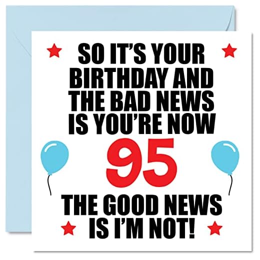 Divertida tarjeta de cumpleaños de 95 años para hombres y mujeres, tarjetas de felicitación de 95 años, papá, mamá, tía, tarjetas de felicitación de noventa y quinto cumpleaños, regalo