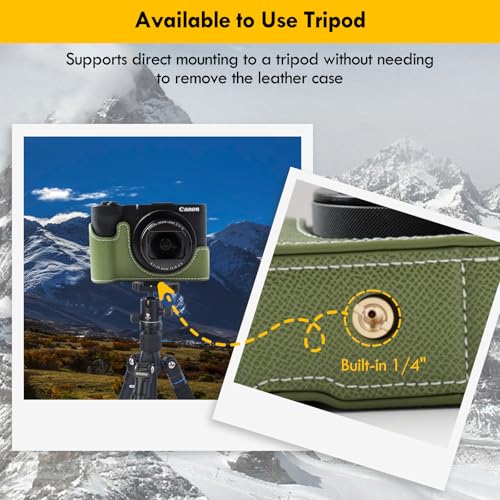 Funda PU para Canon PowerShot V1, medio estuche verde miniatura 6