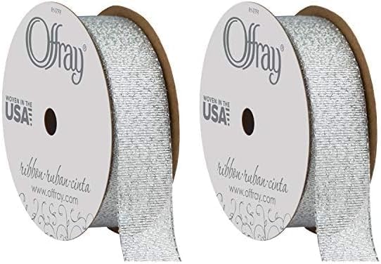 Offray Cinta para manualidades Galena de 78" de ancho, 3 yardas, plata (paquete de 2)