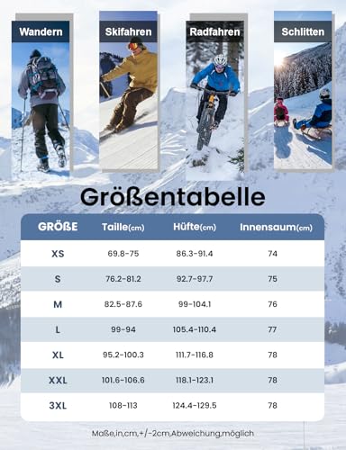 Rdruko Skihose Herren Wasserdicht Winter Softshellhose Winddicht Wanderhose Warme Winterhose Thermo Gefüttert Snowboardhose Trekkinghose mit Taschen (Khaki, XL)