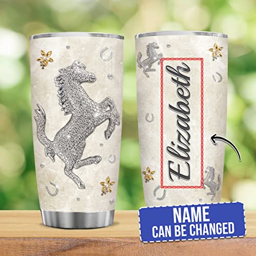 Wassmin Personalized Horse Tumbler Cup With Lid 20Oz 30Oz Jewelry Horses Stainless Steel Double Wall Vacuum Insulated Tumblers Coffee Travel Mug Birthday Christmas Women Gifts Custom Name #TOP1