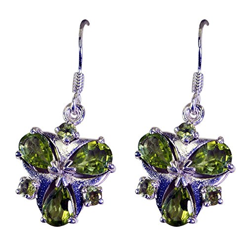 Boucles d'oreilles Péridot Naturel Femme Argent Sterling Astrologique Forme Ronde 3