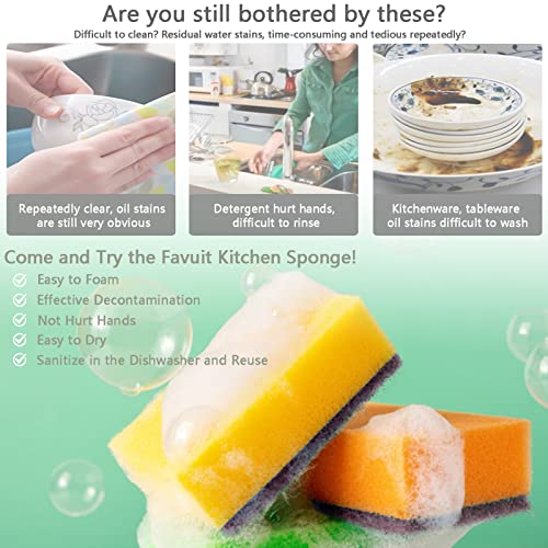 Image of Kitchen Cleaning Sponges, 6 Pack Heavy Duty Scrub Sponges Cleans Fast Non-Scratch Sponge for Washing Dishes and Cleaning Kitchen (Brown)