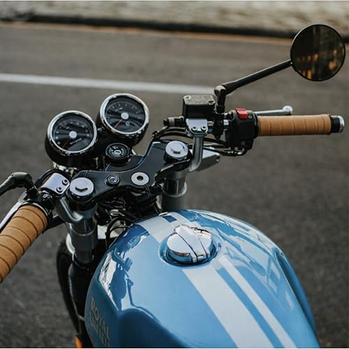 Image of The Grit Co. Leather Grip Wrap for Royal Enfiield, Triumph, KTM, TVS, etc. | Motorcycle Handle bar Grips - Bike Handlebar Universal Grips (Mocha Brown)