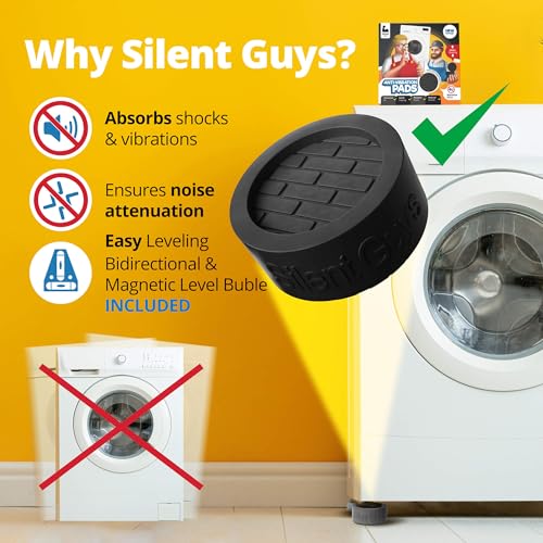 Image of Silent Guys Heavy Duty Anti Vibration Pads for Washing Machine - 4 Pack Washer Vibration Pads, Anti Vibration Mat & Black Washing Machine Vibration Pads