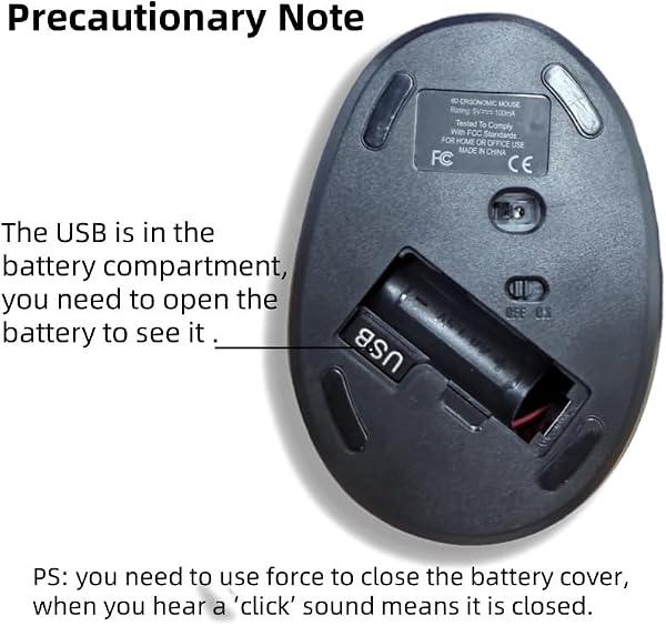 Woddlffy Vertical Mouse,Wireless Small Hand Ergonomic Mouse,Quiet Clicks 3 Adjustable DPI (1000/1200/1600),Compatible with Windows/Mac/Linux - 5