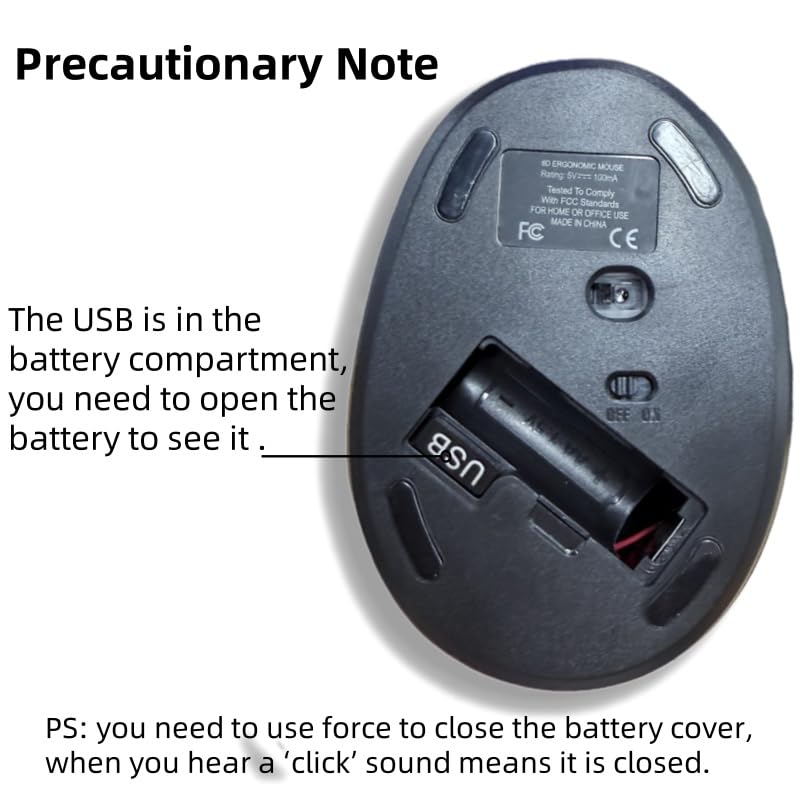Image of Woddiffy Ergonomic Mouse, Vertical Wireless Mouse,Battery Powered Black | Ergonomic Design, Usb Wireless 800 /1200 /1600 DPI, Quiet Clicks, 6 Buttons Carpal Tunnel Mouse for Laptop, PC, Computer, Mac
