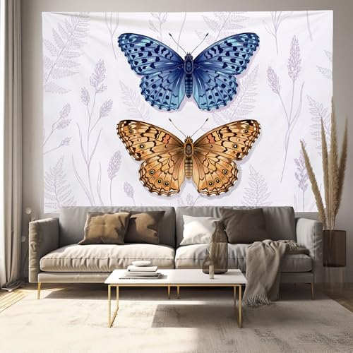 Tapisserie murale papillon blanc 230x180cm décor salon