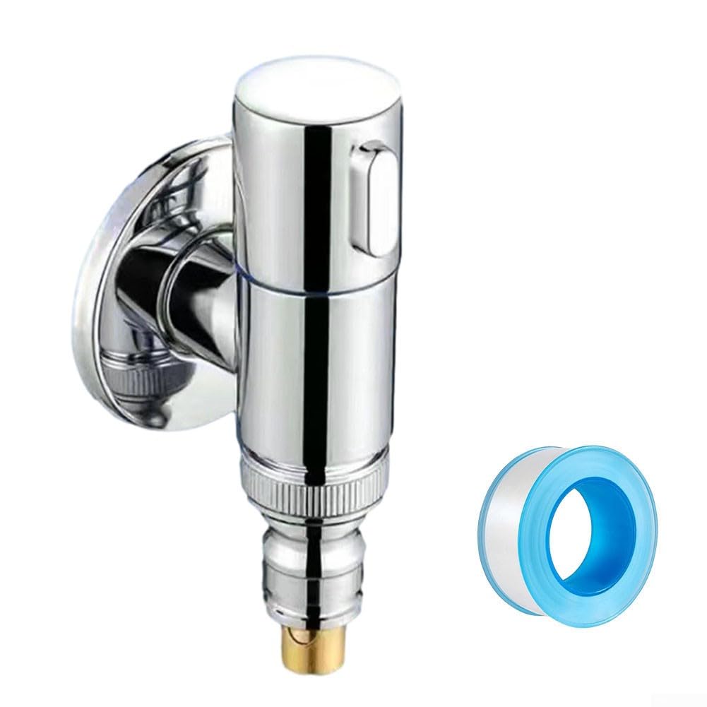 Válvula angular de acero inoxidable para lavadora, grifo de parada de agua de 1,27 cm, conector de pared de apertura rápida, color negro y gris, grifo de agua duradero para uso doméstico