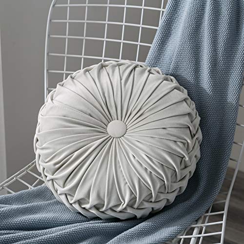ARTIFUN Velvet Pleated Round Pumpkin Throw Pillow Couch Cushion Floor Pillow for Sofa Chair Bed Car Home Decorative
