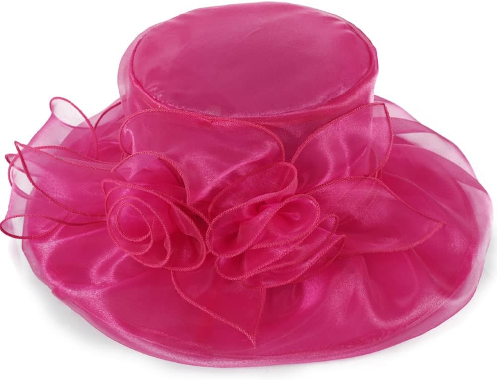 FORBUSITE Derby Church Dress Hat for Women Fascinator Bridal Tea Party Wedding Hat Wide Brim