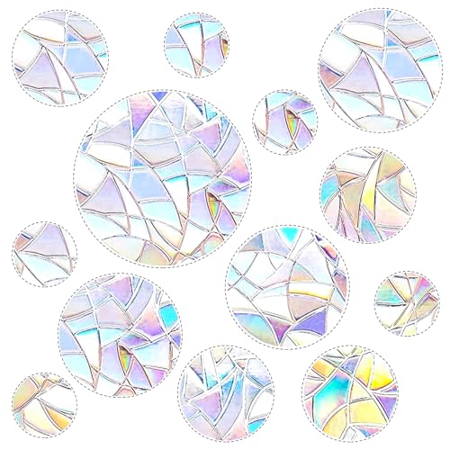 DARENYI 26 Pcs Round Bird Anti-Collision Window Stickers Rainbow Window Clings Stickers Reflective Anti-Collision Window Bird Stickers for Window Decoration to Prevent Bird Strikes