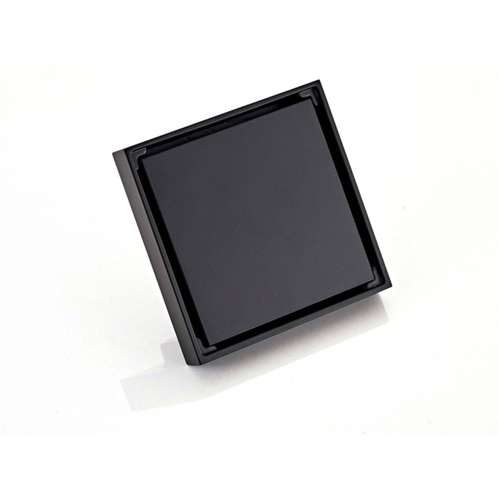 Bonde Douche Laiton Siphon Douche Noir Bonde de Douche 10 cm * 10 cm Bonde Douche Extra Plate Cacher Siphon de Sol avec Noyau Rebondissant Convient pour Un Diamètre de Tuyau ≥5 cm