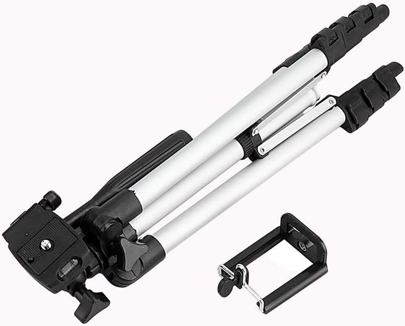 41" Extendable Tripod Stand, 3 in 1 Professional Camera Holder with Phone Clip Tripod Adjustable Tripod with Portable Bag for Mobile Phone Tripod Stand Holder, Maximum Load 1.5kg