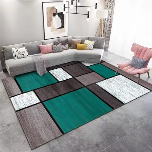 Tapis chambre garcon adolescent vert géométrique de 180x230cm