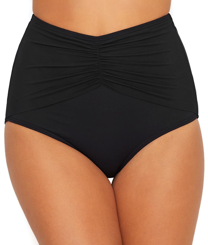 Diva High Waist Classic Bikini for Women — Full Coverage Figure Flattering Swim Bottom, Mesh Ruching for Natural Smoothing