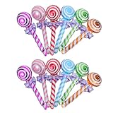 DECORNIJIA 12 Piezas Globos Inflables Redondos con Forma de Piruleta Decoración Dulce para Cumpleaños y Fiesta de Navidad Accesorios para Carnaval y Bodas