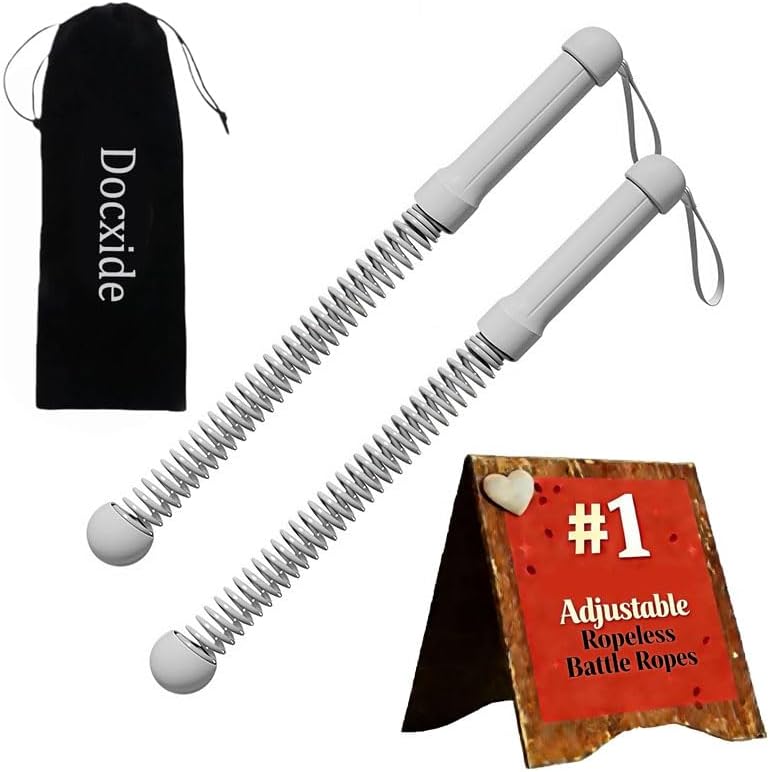 Adjustable Ropeless Battle Ropes (2-Pack) – Professional Cordless Battle Ropes for Home Gym HIIT & Strength Training, Heavy Duty Rope Sticks for Full Body Cardio, Compact Rope for Home