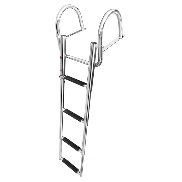 Buy Marinebaby 4 Steps Pontoon Boat Ladder, Stainless Steel Folding