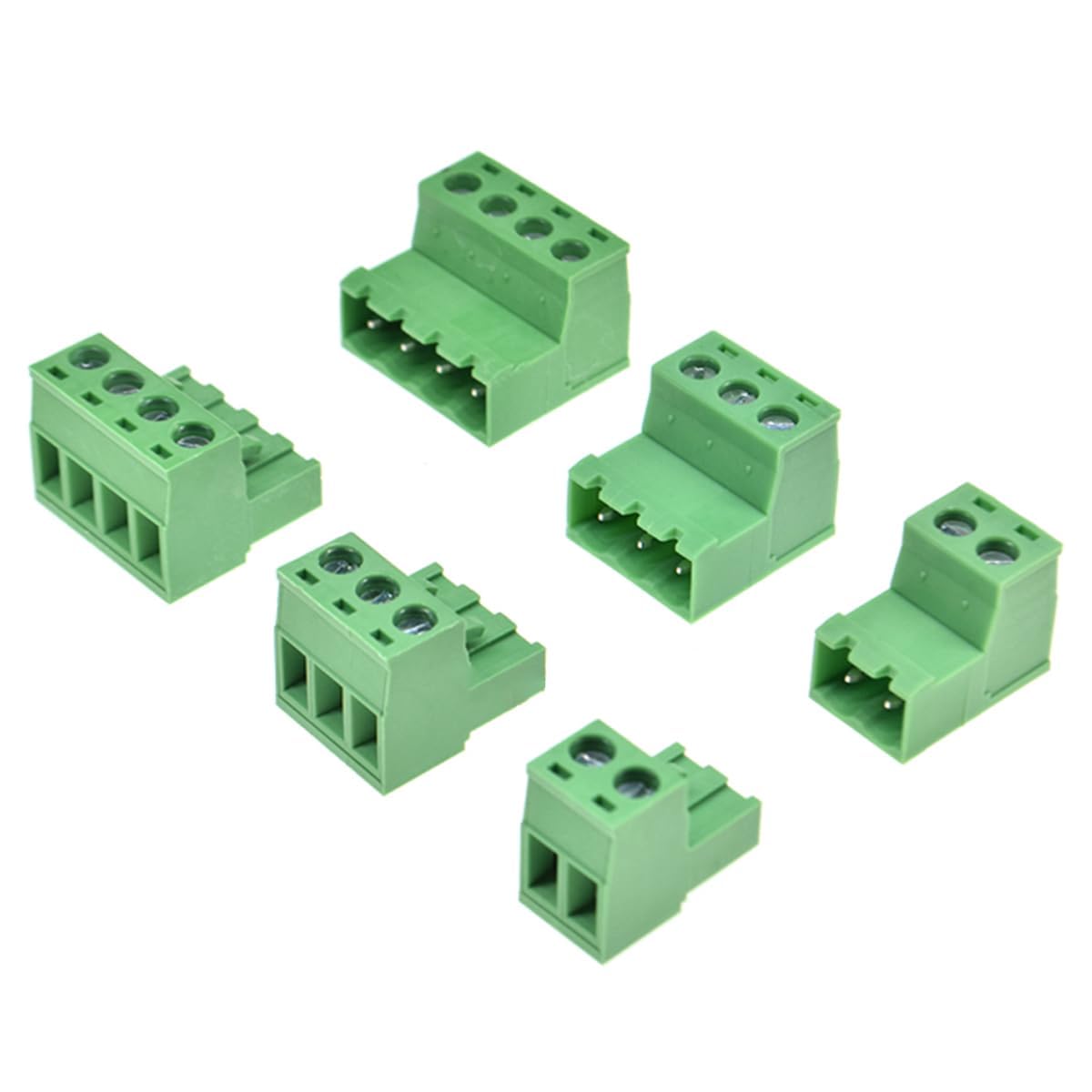 PENGLIN 24Pcs 5.08mm Screw Terminal Block Connector Kit, 0.2" Pitch 2P 3P 4P PCB Mount Pluggable Terminal - Image 2