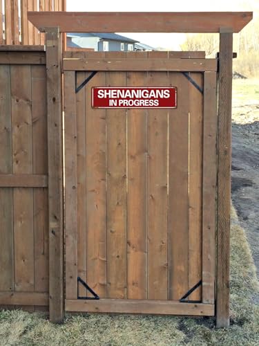 "SHENANIGANS IN PROGRESS" Metal Sign – Funny Gift Vintage Metal Wall Decor for Bedroom, Bathroom, Kitchen, Cafe, Office, Man-Cave 16x4 Inches (709) - Thumbnail 3