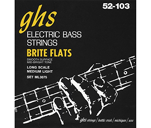 GHS Strings Brite Flats Bass Guitar Strings (ML3075) Medium Light 52-103