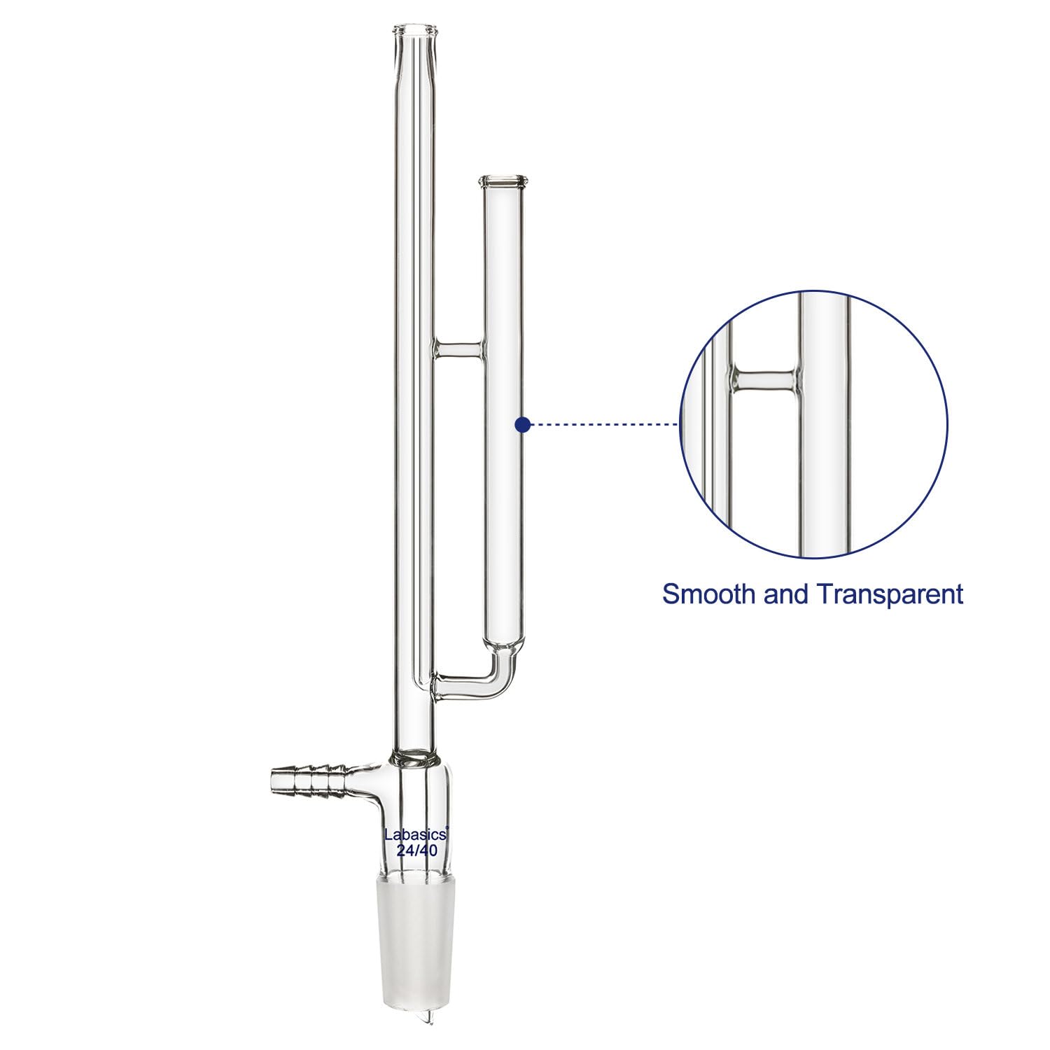 Labasics Podkładka do rur szklanych NMR, szkło borokrzemowe NMR 5 mm NMR Tube Cleaner ze złączem 24/40 i złączką do węża chemicznego Materiały laboratoryjne