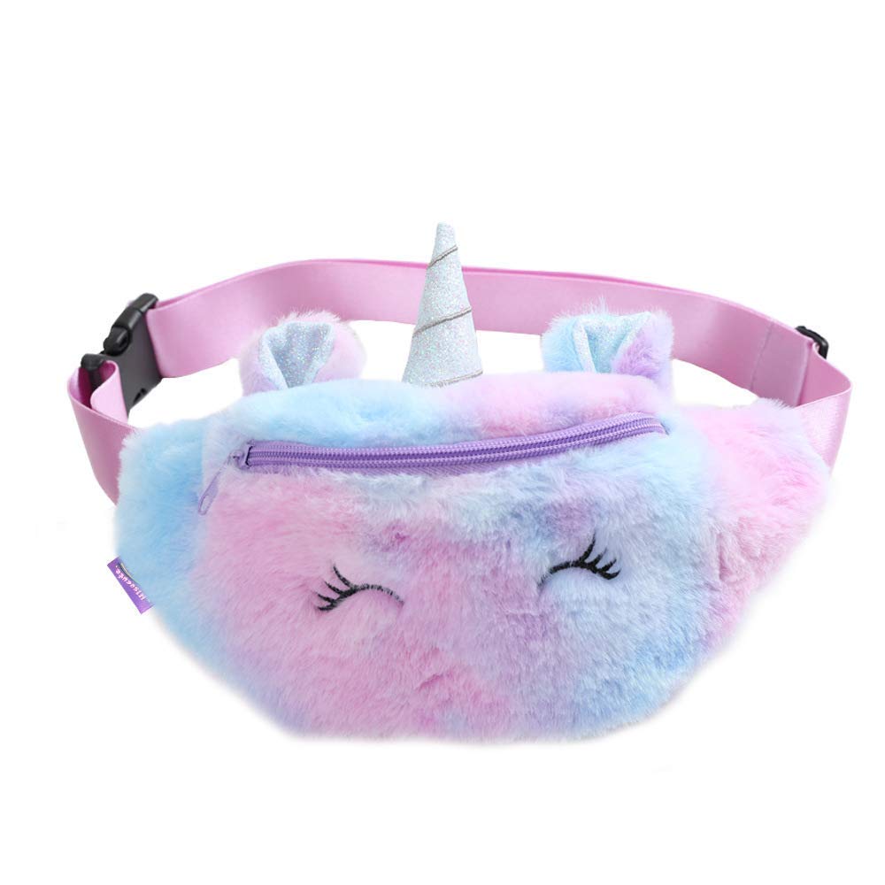 Samvardhan Pack of 1 Unicorn Fur Plush Fuzzy Waist Bag Fanny Pack Waist Bag Cute Bum Bag for Kids Girls Boys-image-49