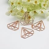 30pcs Diamond Rose Gold Paper Clips in Reusable Acrylic Paper Clip Holder Clear Bookmarks Clips for Book