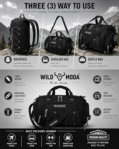 Image of 50L Gym Duffel Bag | Large Travel Sports Bag for Men & Women (Black)