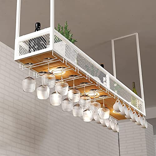 Deckenweinregal mit Beleuchtung, Hängeaufbewahrung für kopfüber hängende Weingläser, Elegante Bardekoration, platzsparendes Design, perfekt für Zuhause und Gastronomie