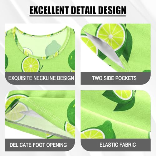 Lime Leaves Green Pajama Set Short Sleeve tag1 5Y4