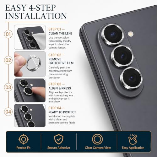 Image of FIRST MART Camera Lens Protector for Samsung Galaxy Z Fold 8 Ultra | Black AR+AF Camera Rings with Auto-Align Frame, 9H Tempered Glass, Scratch Resistant, Case-Friendly | Pack of 1