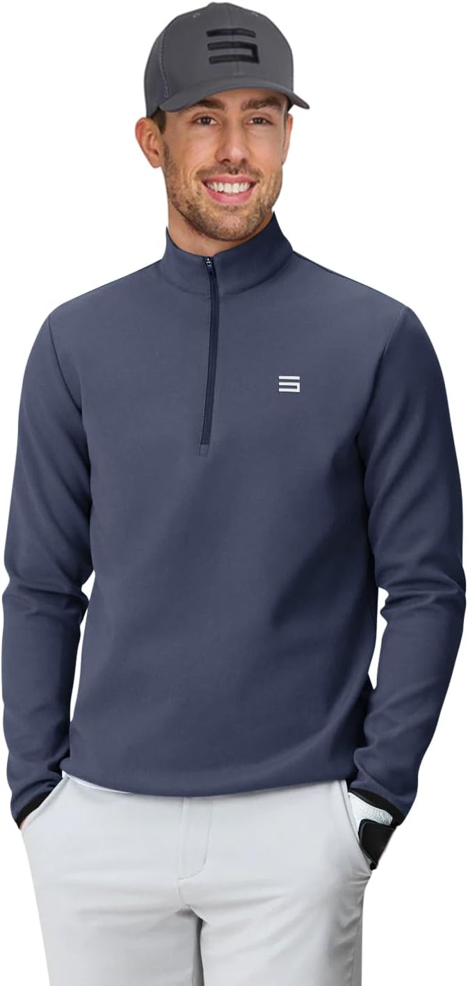 Three Sixty SixMen's Therma Quarter Zip Pullover - 1/4 Zip Sweater Golf Pullover - Moisture Wicking and Windproof