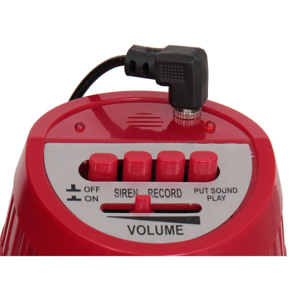 LTC - MEGA35USB - Megáfono recargable de 35 W con micrófono extraíble, sirena, control USB, SD, AUX, MP3, asa y grabación de mensajes - Blanco y rojo