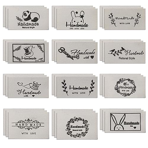 Amazon.co.jp: ハンドメイド タグ 綿布タグ 手芸用品 約4*2cm 12種 36