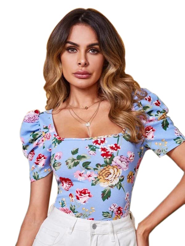 Rajovati Casual Puff Sleeves Floral Print Women Tops