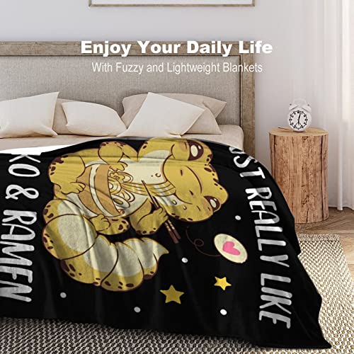 Gecko Ramen Blanket Gifts, 50"*60" Flannel Throw Blanket, Soft Warm Fuzzy Fluffy Plush Blankets for Women Men, for Sofa Couch Bed Travel Room Decor - Image 5