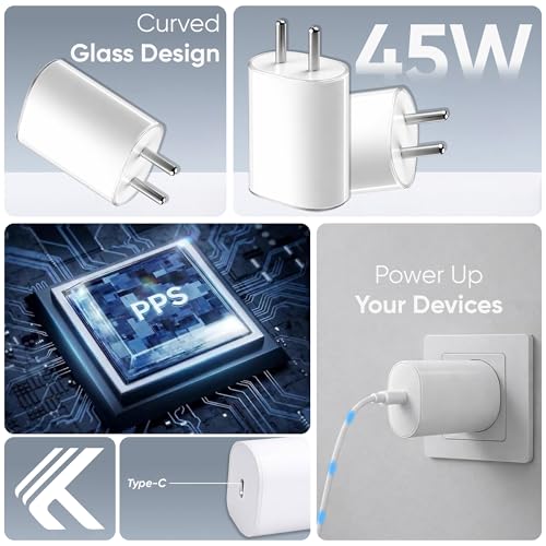 Image of KARWAN 45W PPS Charger [2Yrs Warranty] USB C Rapid Fast Charging Adapter Compatible with Nothing Phone 4a /3a /2a /3 /2 /Pro /Plus /Lite /CMF Phone 1 /2 Pro,Buds & More,PD 45W Type C BIS Certified Wall Charger