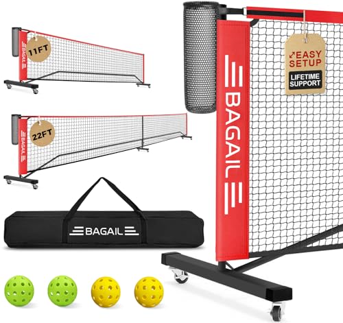 BAGAIL Portable Pickleball Net Set with Wheels, 22 FT...