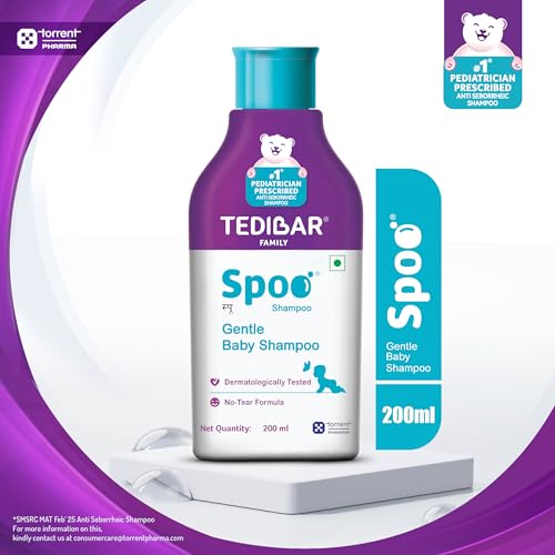 Image of Spoo No-Tear Formula baby shampoo 200ml from Tedibar Family | Gentle on Scalp | No. No. 1 Pediatrician Prescribed Anti Seborrheic Shampoo* - By Torrent Pharma (Pack of 6)