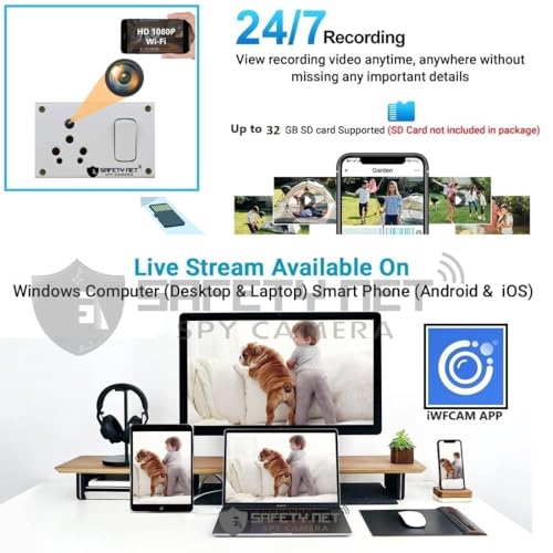 Image of SAFETYNET 1080P Full HD WiFi Security Camera | 24 /7 Continuous Power | iWFCam App Live View | Motion Detection | Loop Recording | Mobile & PC Monitoring (Switch Socket)