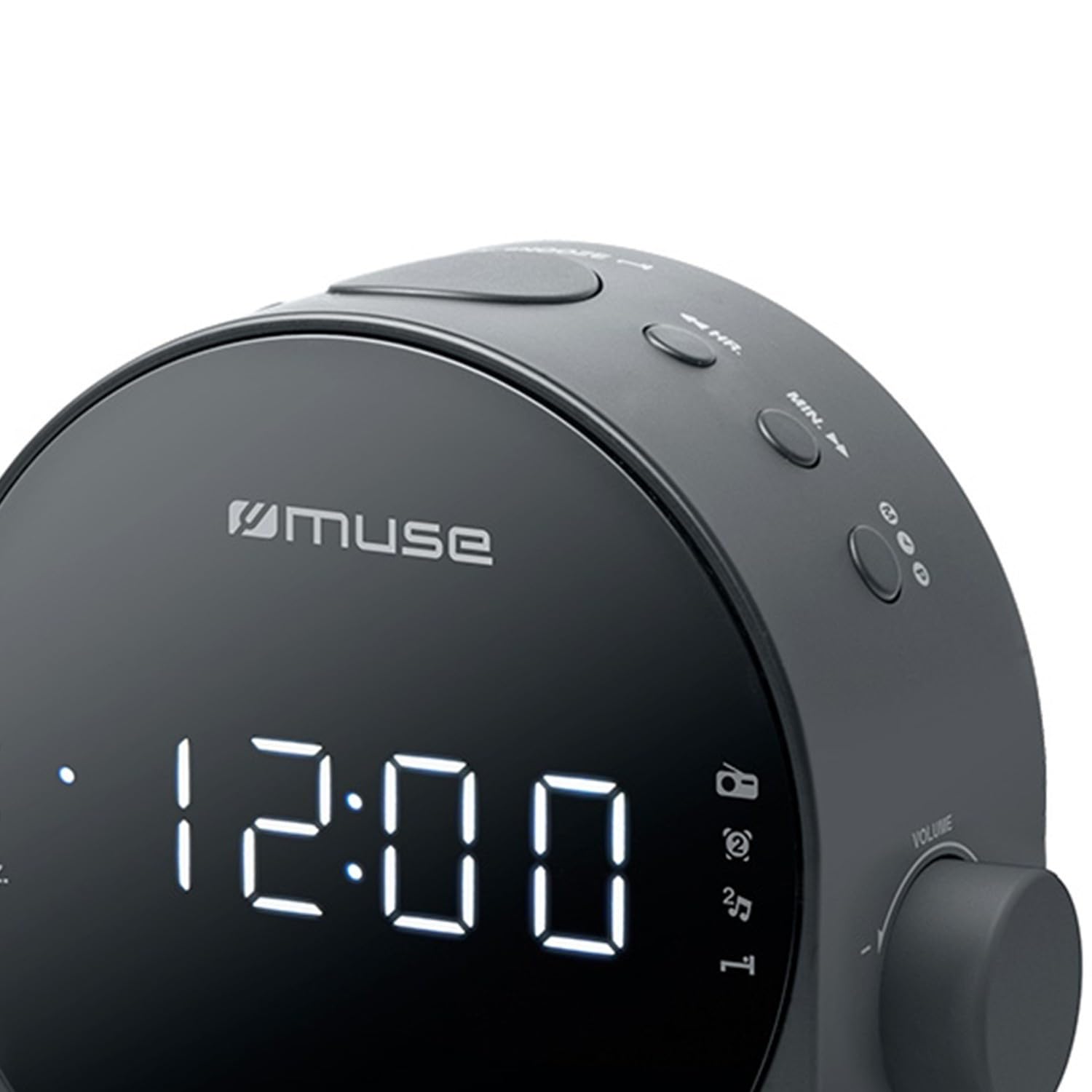 Radio Réveil Muse M-185 CR - PLL FM/MW - Double alarme - Grand afficheur blanc - Entrée auxiliaire, Intensité lumineuse réglable