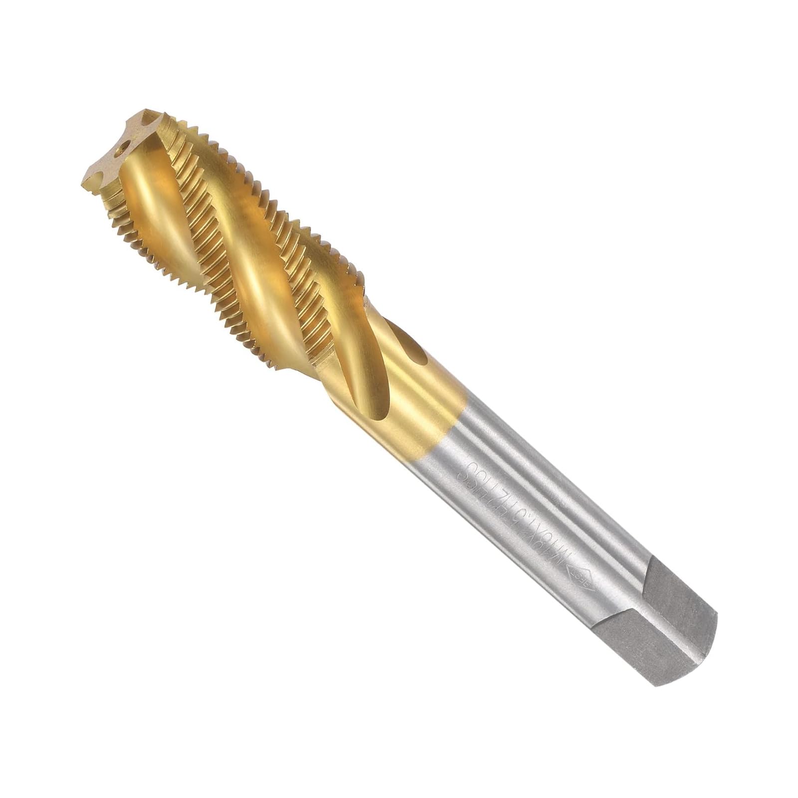 Unifizz M18 x 1.5 Spiral Flute Tap, HSS (High Speed Steel) Titanium Coated Metric Hand Machine Screw Tap 4 Flutes Tapping Tool H2 Tolerance, for Tapping Blind Holes